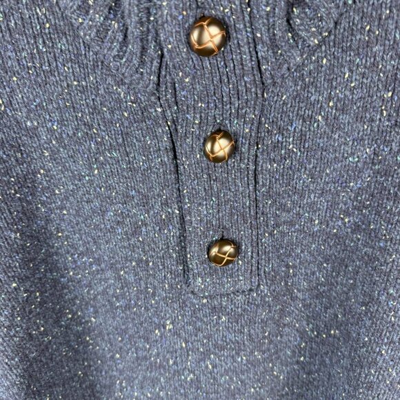 UNTUCKit Mens Vangone Button Mock Neck Donegal Sweater Lambswool Navy XXL - Picture 2 of 7